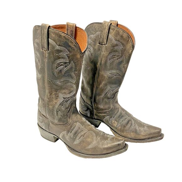 Dan Post Mens Anaheim Distressed Black Snip Toe Western Cowboy Boot Size US 9.5D - Picture 10 of 10